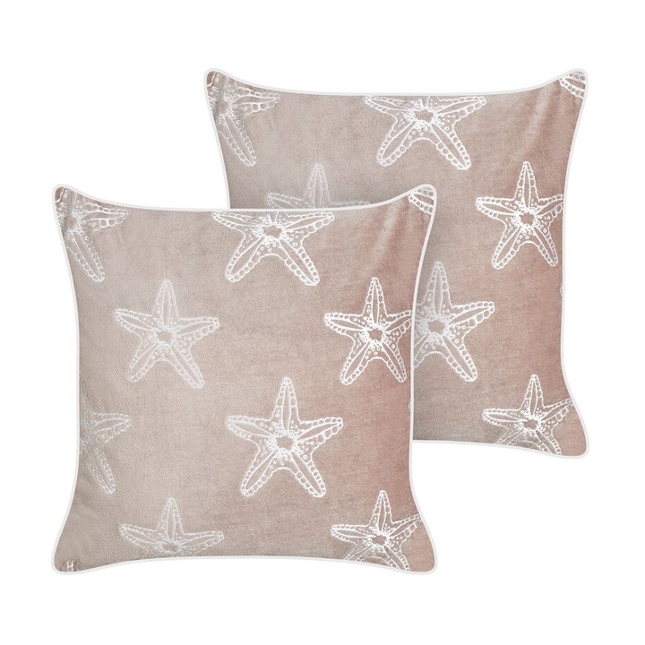 Set de 2 perne din catifea roz 45 x 45 cm CERAMIC
