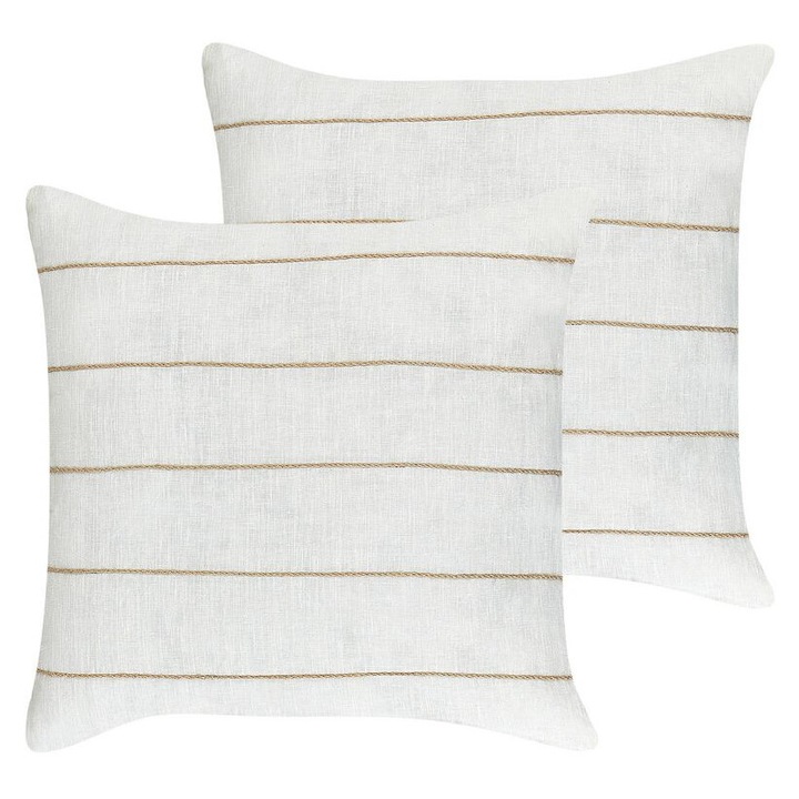 Set de 2 perne din in alb si bej 50 x 50 cm Milas