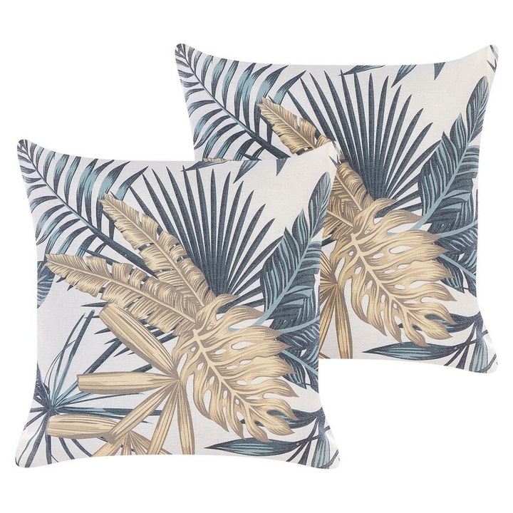 Set de 2 perne cu motiv de frunze 45 x 45 cm multicolore Tagetes