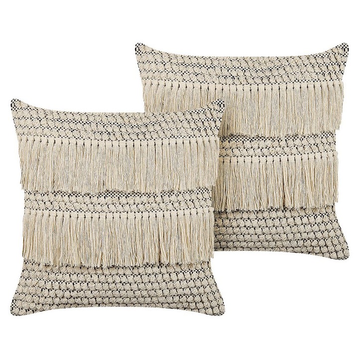 Set de 2 perne din bumbac bej si negru 45 x 45 cm Iresine