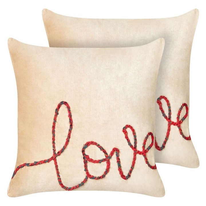 Set de 2 perne din catifea bej 45 x 45 cm Rotala