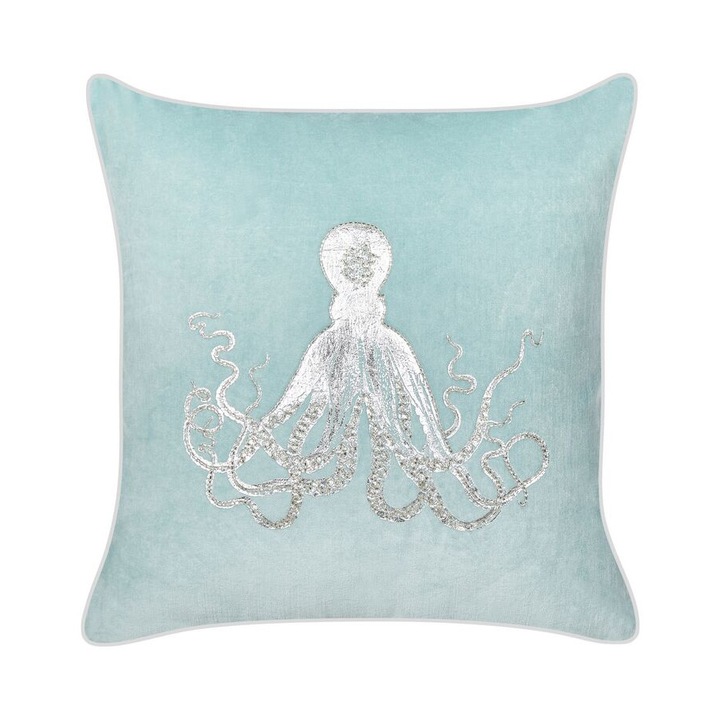 Perna din catifea albastra 45 x 45 cm Laminaria