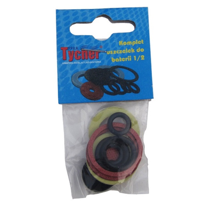 Set 11 accesorii pentru baterii sanitare, Tycner, diverse dimensiuni, fibra, cauciuc