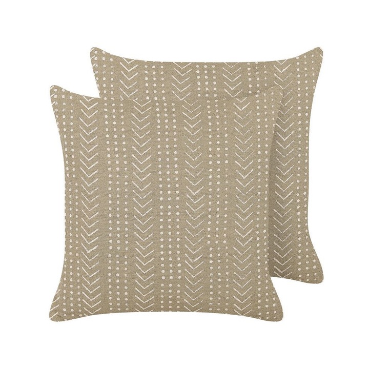 Set de 2 perne din bumbac alb deschis si gri porumbel 45 x 45 cm Senecio