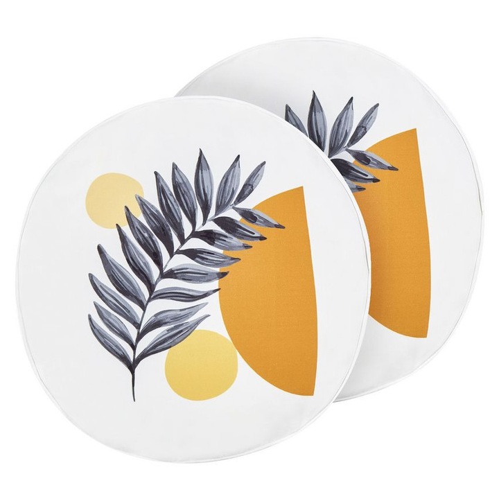Set de 2 perne pentru exterior Viozene Imprimeu cu plante 40 x 40 cm Alb