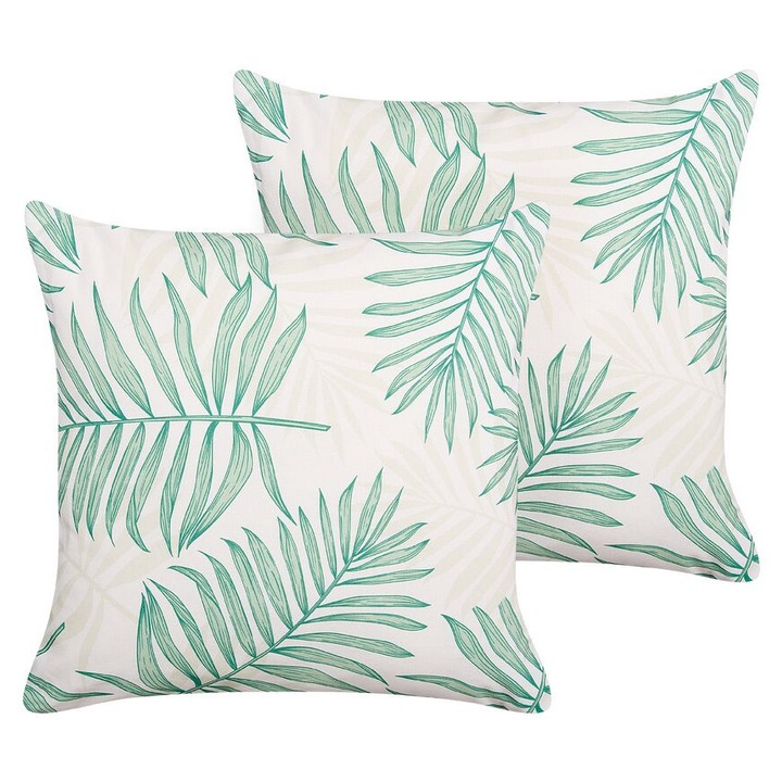 Set de 2 perne pentru exterior Poggio Imprimeu cu plante 45 x 45 cm Verde