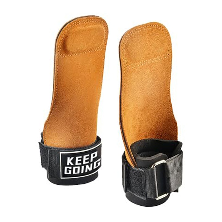 Ръкавици за вдигане на тежести, комплект от 2 броя, естествена кожа, кафяв цвят, един размер