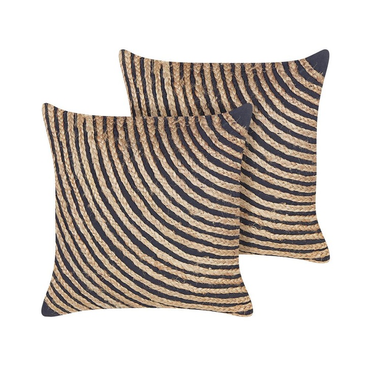 Set de 2 perne din bumbac natural bej si negru iuta 45 x 45 cm Bergenia