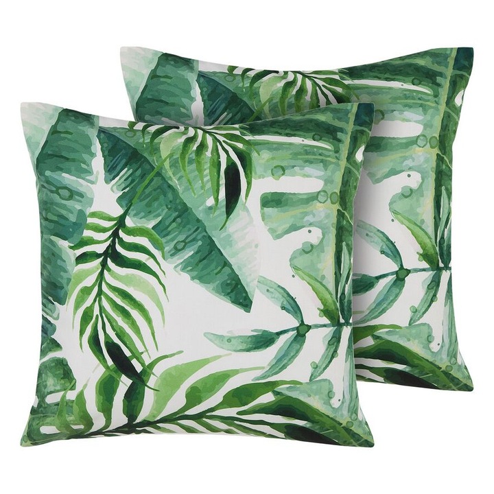 Set de 2 perne pentru exterior Pavelli Imprimeu cu plante 45 x 45 cm Verde