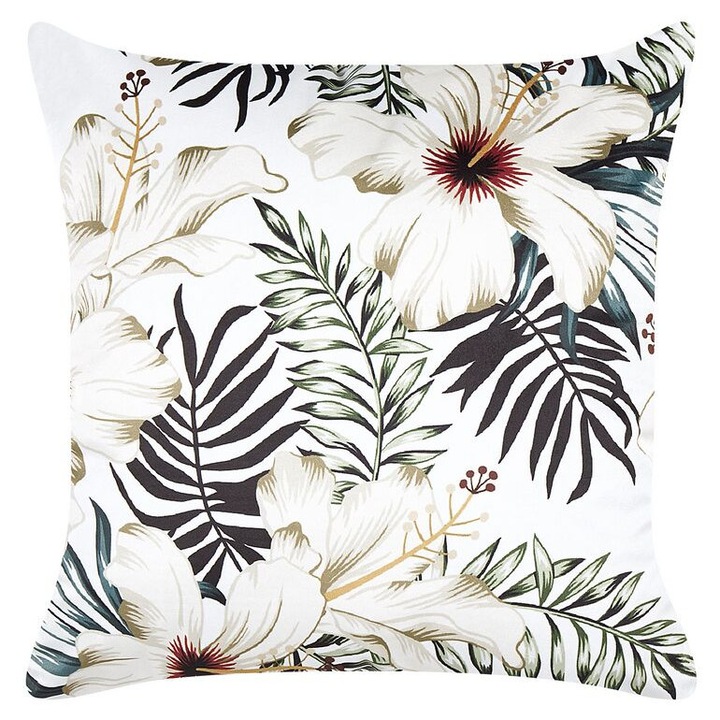 Perna din catifea verde si alba 45 x 45 cm Okra