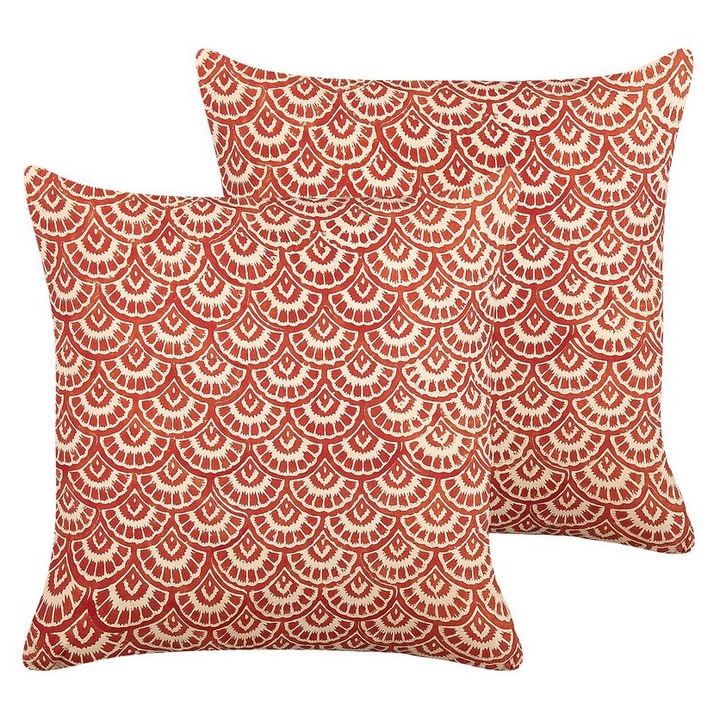 Set de 2 perne din bumbac rosu si alb-crem 45 x 45 cm Rhus