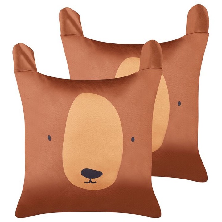 Set de 2 perne din bumbac maro 45 x 45 cm Teddybear