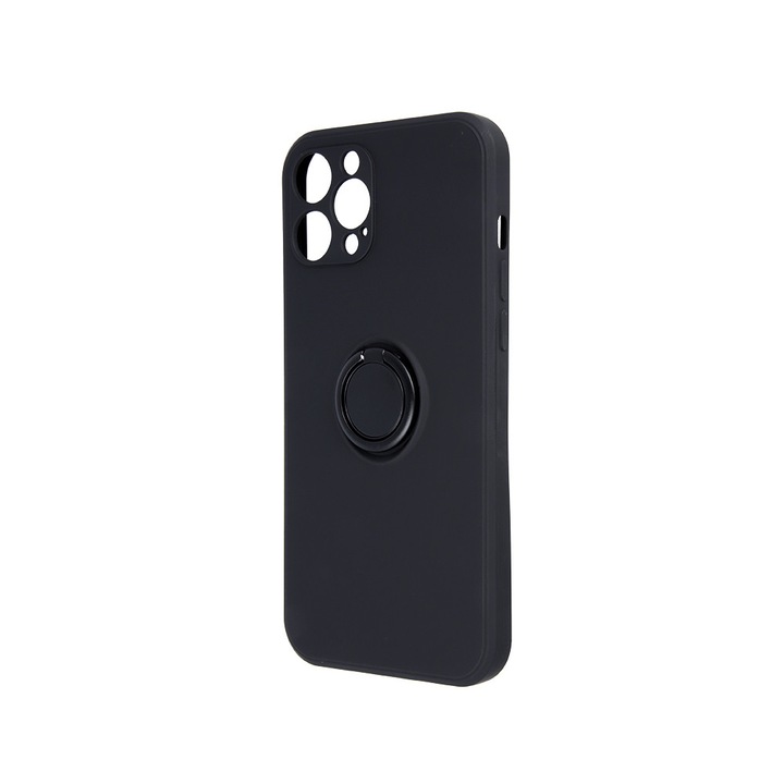 Husa telefon, Finger Grip, neagra, pentru Samsung Galaxy A36 5G, cu suport pentru deget, protectie impotriva zgarieturilor