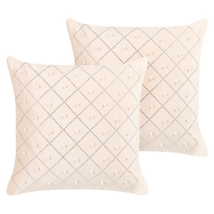 Set de 2 perne din catifea bej 45 x 45 cm Yarrow
