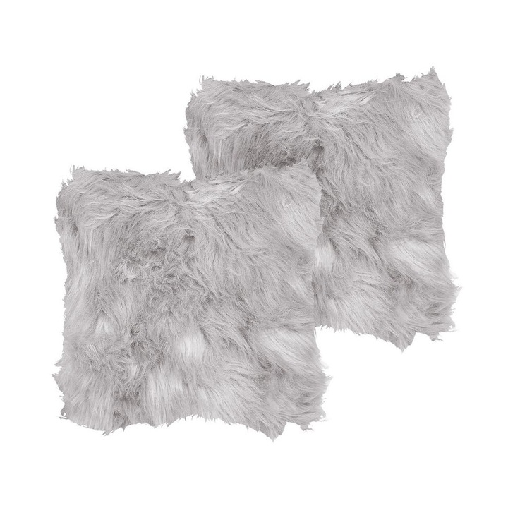 Set de 2 perne din blana faux gri 45 x 45 cm Lubha