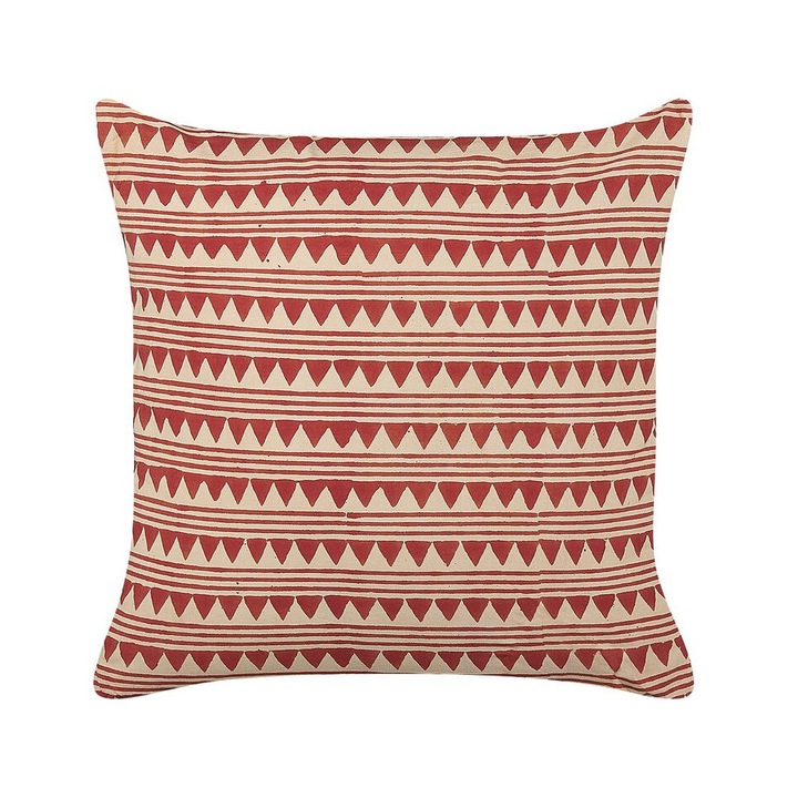 Perna din bumbac rosu si bej 45 x 45 cm Deglupta