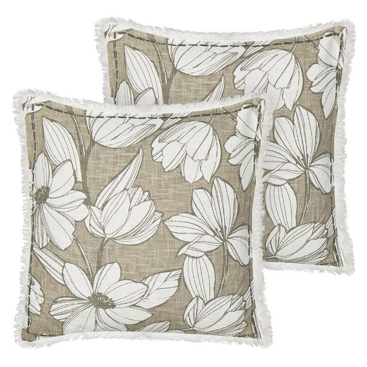 Set de 2 perne din bumbac verde si alb 45 x 45 cm Cyanotis