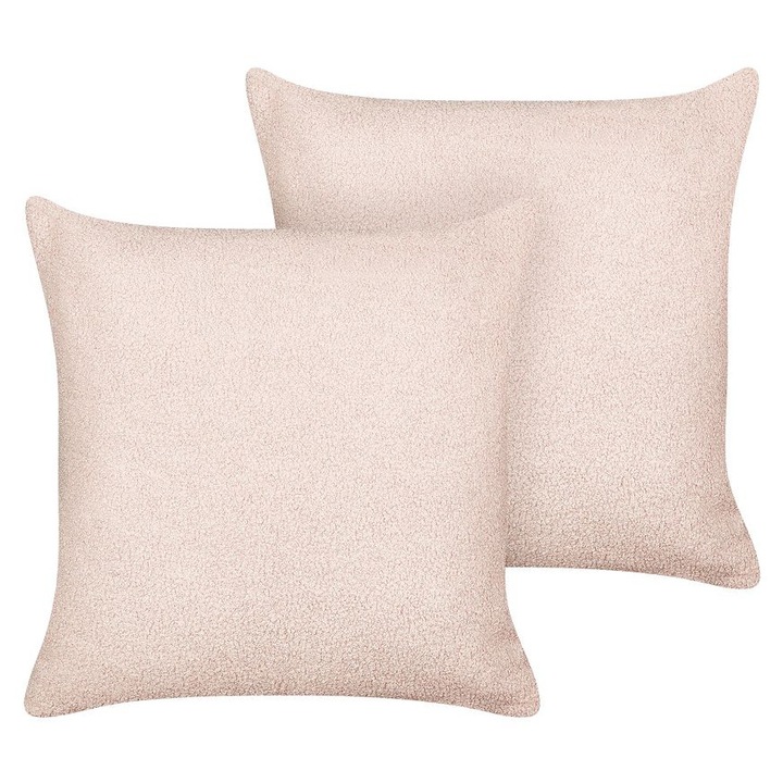 Set de 2 perne decorative bouclé roz 45 x 45 cm Leuzea