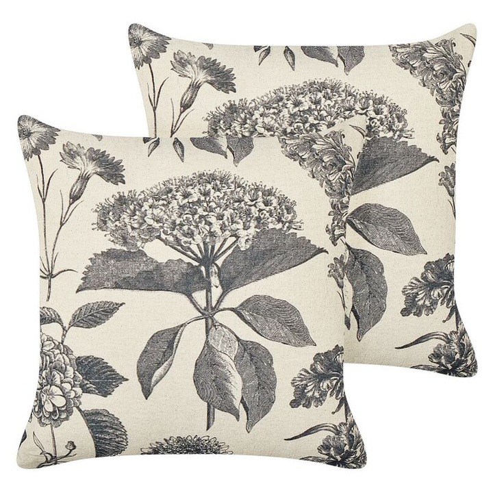 Set de 2 perne din bumbac bej si gri 45 x 45 cm Rosemary