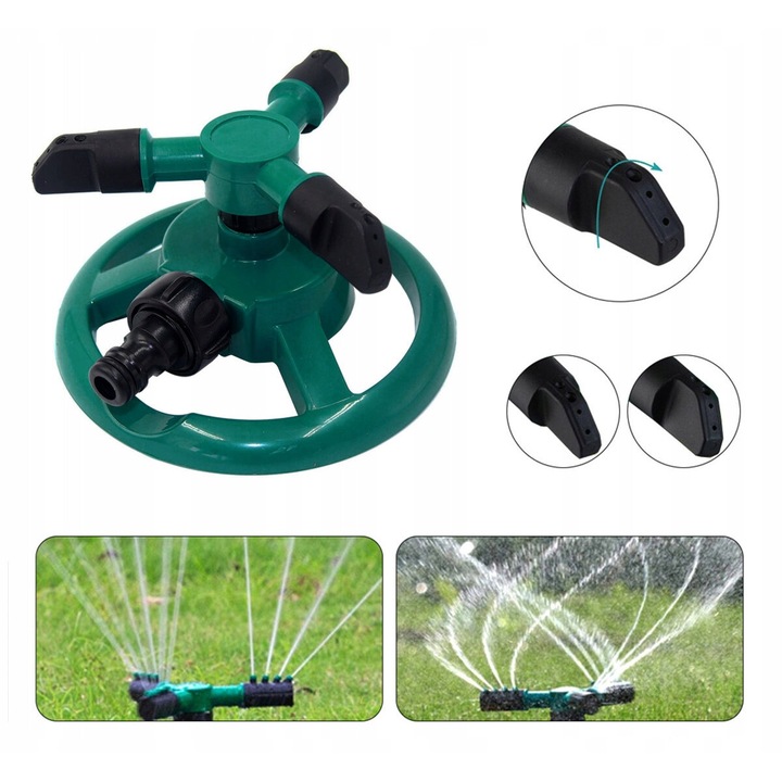 Gardenico automatizált forgó locsoló, 3 karos, 15x15x8,5cm, többszínű