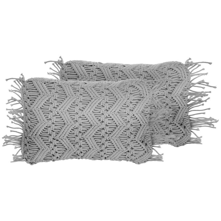 Set de 2 perne macramé din bumbac gri 30 x 45 cm Kirikkale
