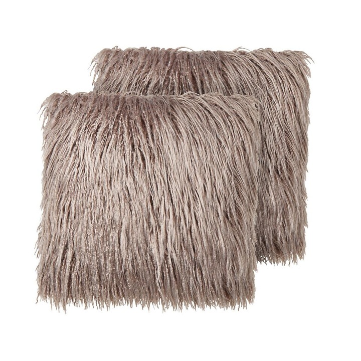 Set de 2 perne din piele sintetica bej 45 x 45 cm Corokia