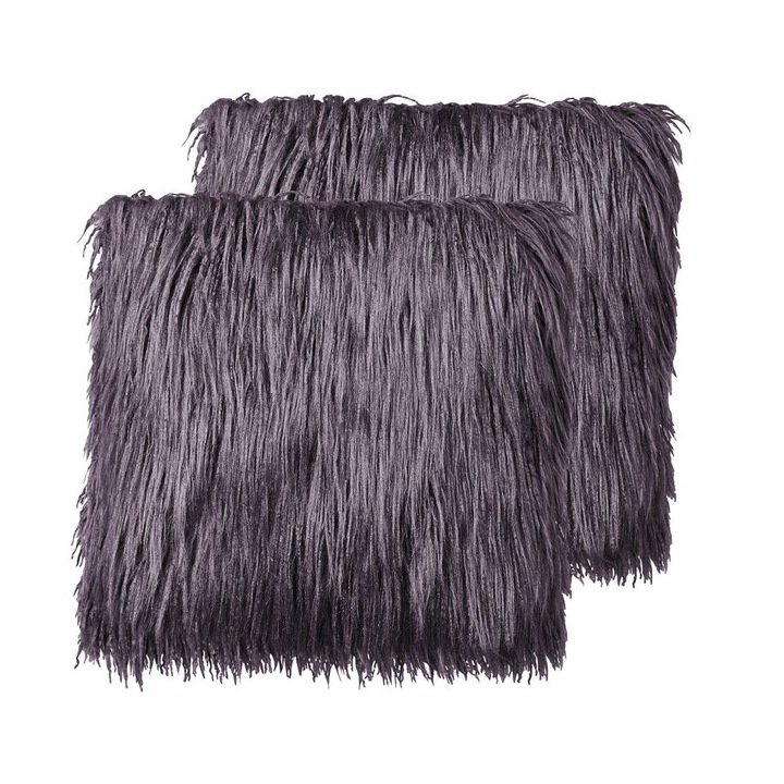 Set de 2 perne din piele sintetica gri inchis 45 x 45 cm Corokia