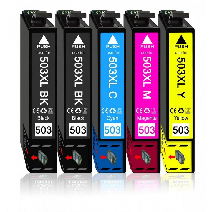 Set de 5 Cartuse Cerneala T503XL Negru, Albastru, Rosu, Galben 13 ml / buc Compatibile Epson Expression Home XP-5200 / WorkForce WF-2960DWF Epson C13T09R14010