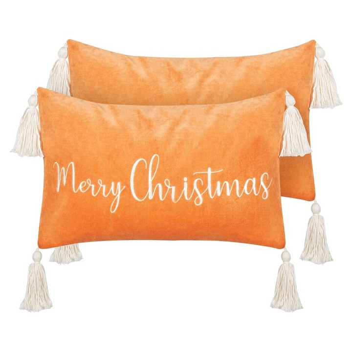 Set de 2 perne din catifea portocalie 30 x 50 cm Lithops