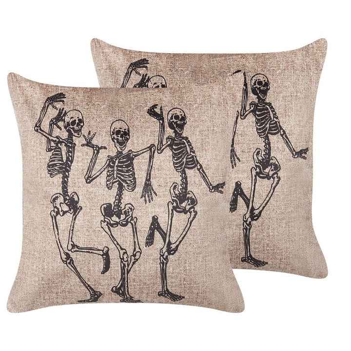 Set de 2 perne decorative din catifea alba si neagra 45 x 45 cm Mortesti