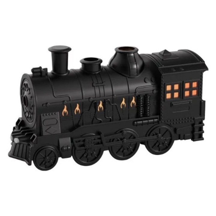 Ултразвуков овлажнител за въздух, модел влак KLUDOO®, Ароматерапия, Цветни светлини, 2 режима на пръскане, 2 светли цвята, Автоматично изключване, Безшумен, Дистанционно управление