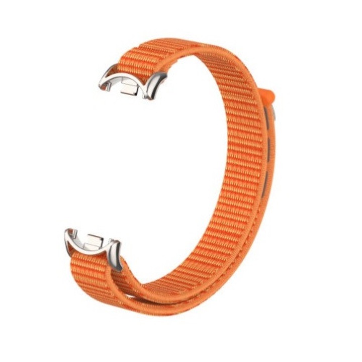 Фитнес гривна съвместима с Xiaomi Mi Band 8/9, текстилен материал с велкро, с метална закопчалка, PHN Mag, оранжева