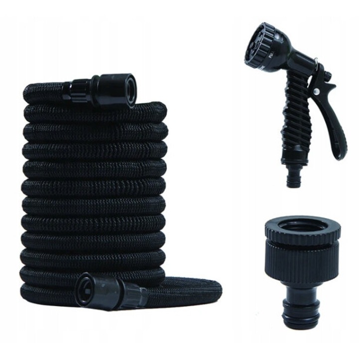 Градински маркуч Azaris 7.5-22.5 м еластичен, с пистолет и конектори