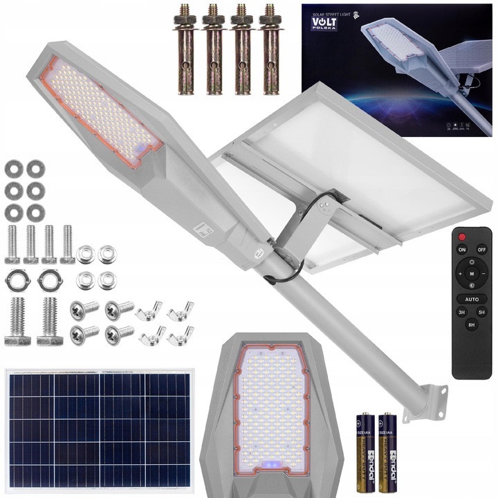 800W-os napelemes LED lámpa, LedClick, szürkületérzékelővel, 18000mAh akkumulátorral