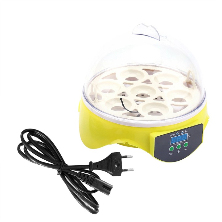 Мини дигитален инкубатор за яйца, капацитет 7 яйца, 16x16x16 см, 220V