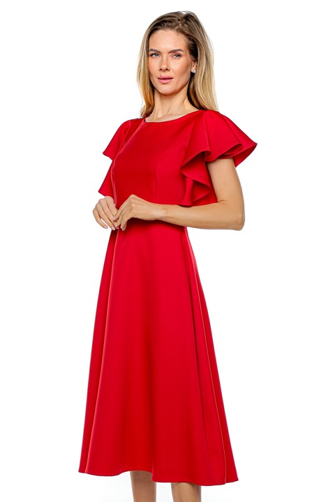 Rochie lunga cu maneci fluture, Muse Mark, Vascoza, Rosu, Rosu