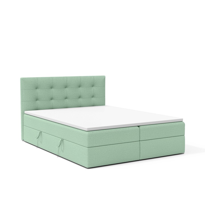 Pat Boxspring Breno, Humi, 160x200cm, cu 2 compartimente pentru lenjerie