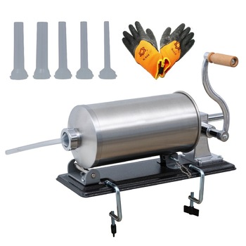 Masina de Umplut Carnati Alpin Profi, 4Kg INOX, 5 Palnii, Manusi Incluse, Orizontala Masina de Umplut Carnati Alpin Profi, 4Kg INOX, 5 Palnii, Manusi Incluse, Orizontala