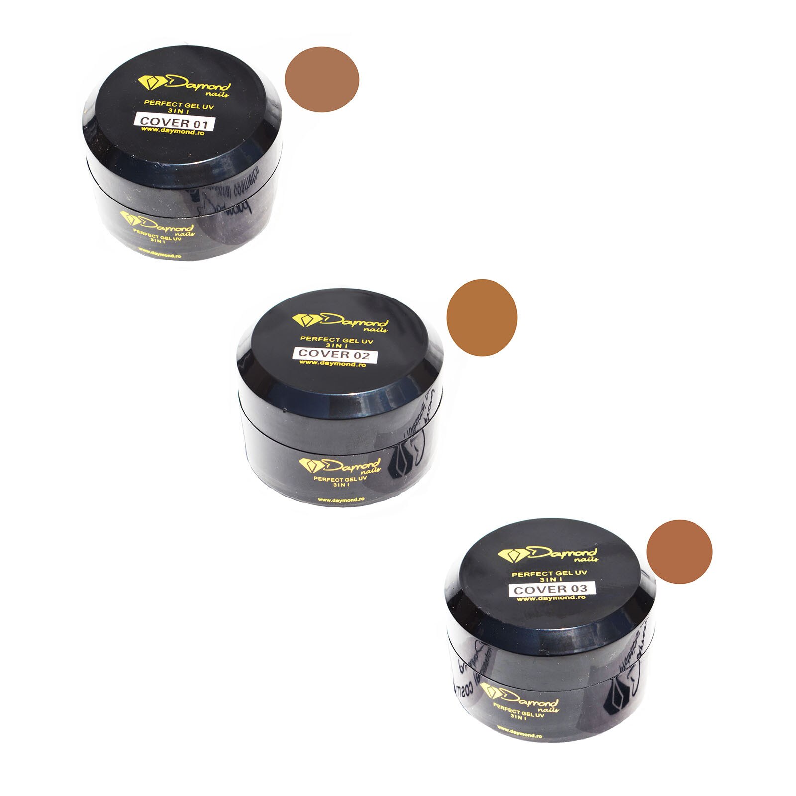 Set Gel UV Perfect Cover Daymond Nails set 3 buc