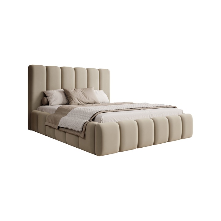 Pat tapitat Rimini, 180x200cm, cu spatiu de depozitare