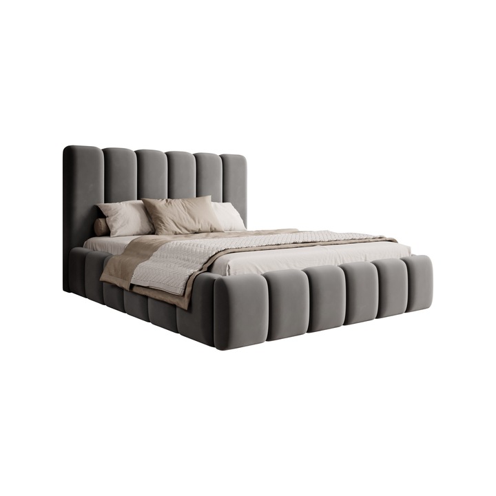 Pat tapitat Rimini, Humi, 180x200cm, cu spatiu de depozitare