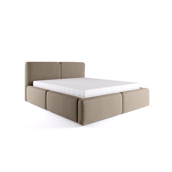 Pat dublu Sarria, cu spatiu de depozitare, 140x200 cm, maro