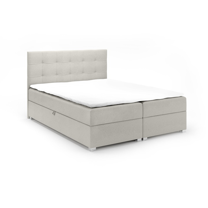 Pat Boxspring Humi Valbona, 140/160/180x200cm, cu topper, cu doua sertare