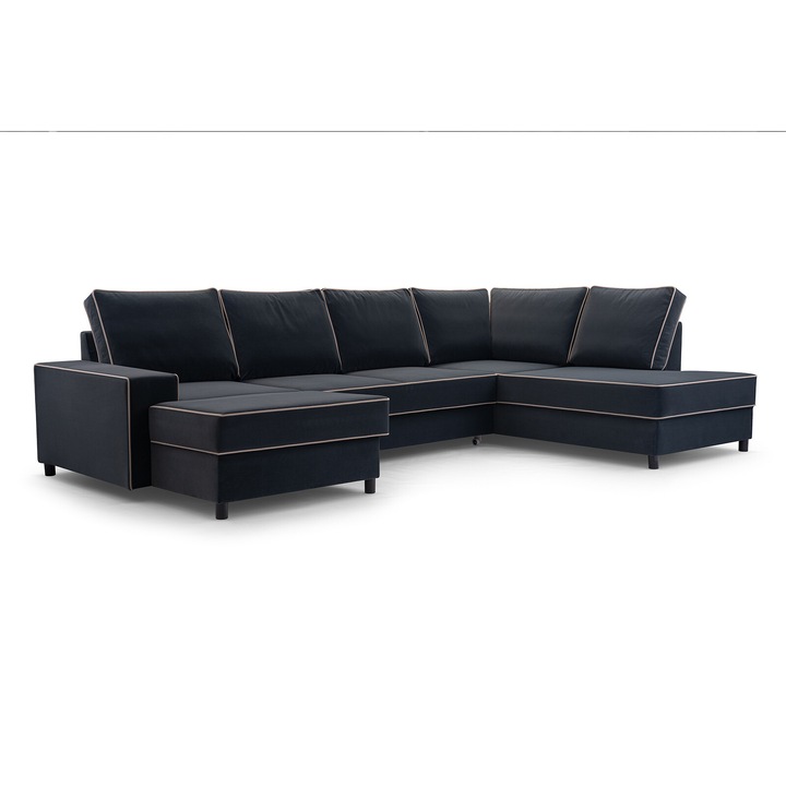 Coltar Luras, Humi, 320x200cm, material MATT VELVET, impermeabil, stocare, culoare neagra, latura stanga