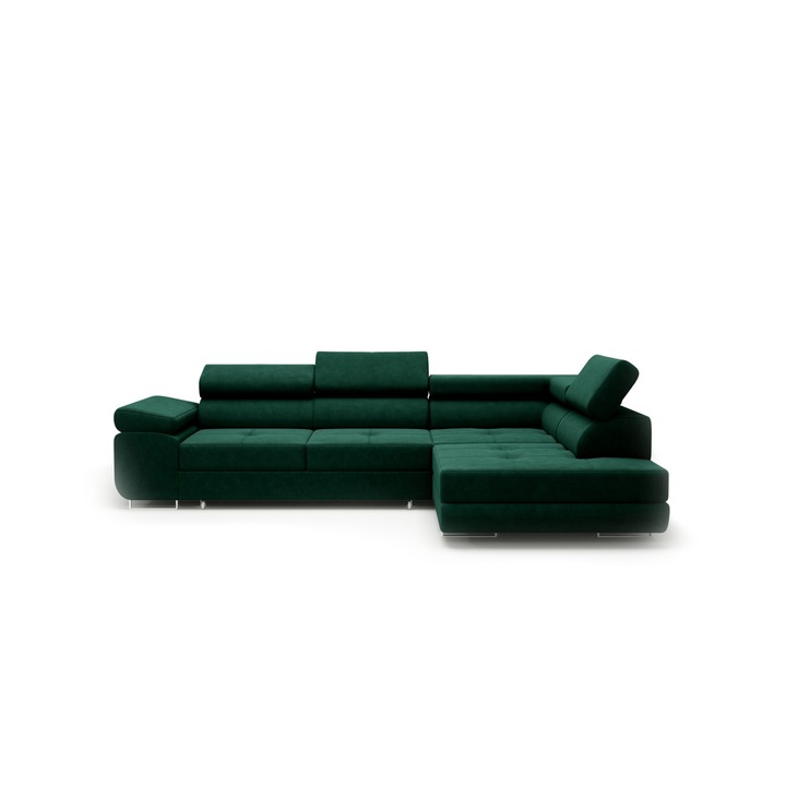 Canapea coltar Humi Almada, 275x202cm, 3 locuri, verde