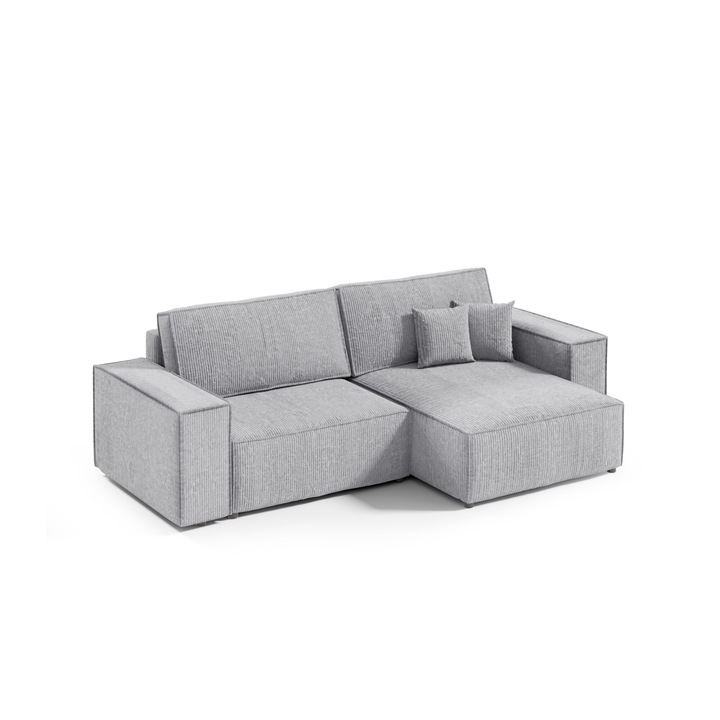 Canapea coltar Humi Bento Mini, L-form, 257x148x70cm, gri