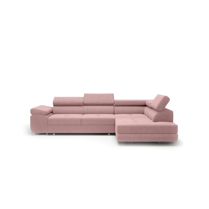 Canapea coltar Humi Almada, 275x202cm, orientare dreapta, roz