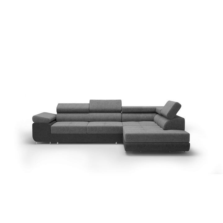 Canapea coltar Humi Almada, 275x202cm, 3 locuri, gri inchis