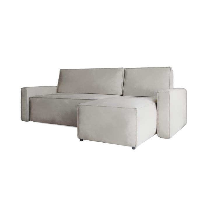 Canapea coltar Lugi, Humi, 150x240cm, spatiu depozitare, gri