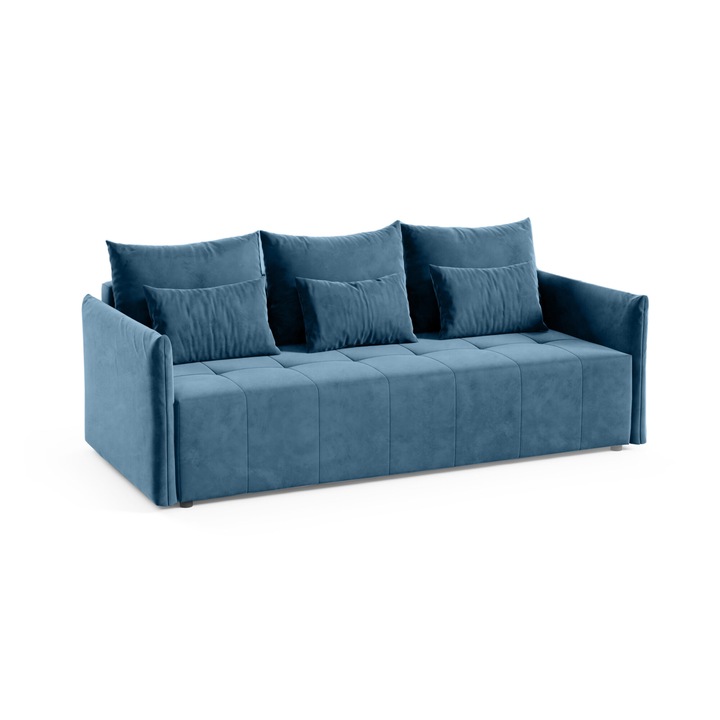 Canapea MOLO, 222x105x82cm, 3 perne mari, albastru